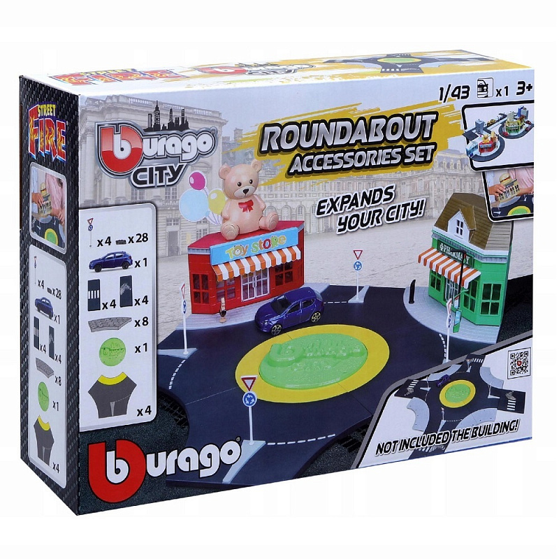 Городской круговой игровой набор с 1-й машинкой Bburago City Roundabout Playset