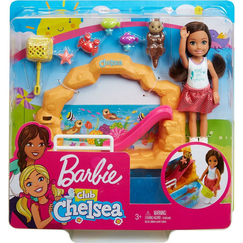 Набор Barbie Семья кукла Челси с питомцем + мебель Аквариум