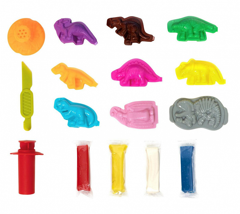 Набор теста для лепки с аксессуарами Динозавры в чемодане Kid's Toys