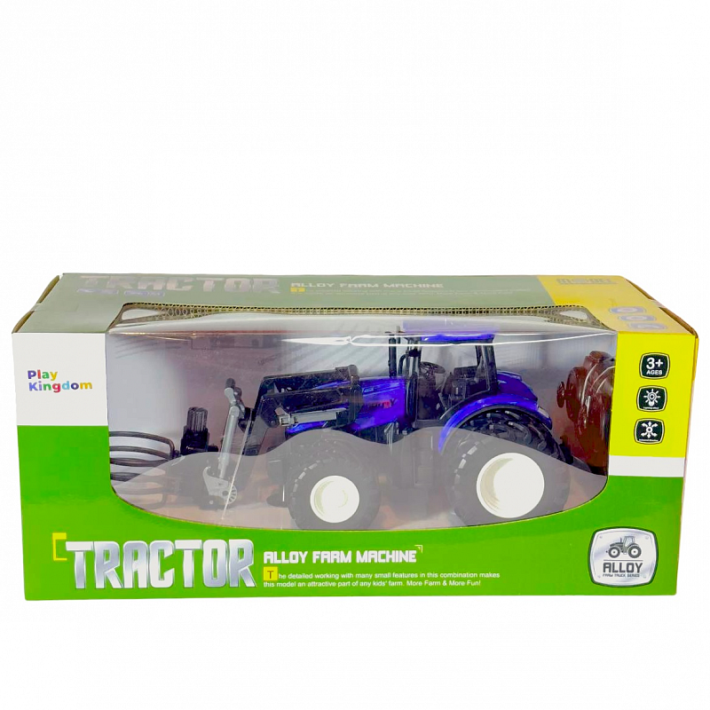 Машина радиоуправляемая Трактор-погрузчик Play Kingdom 1:24 с рулонным захватом