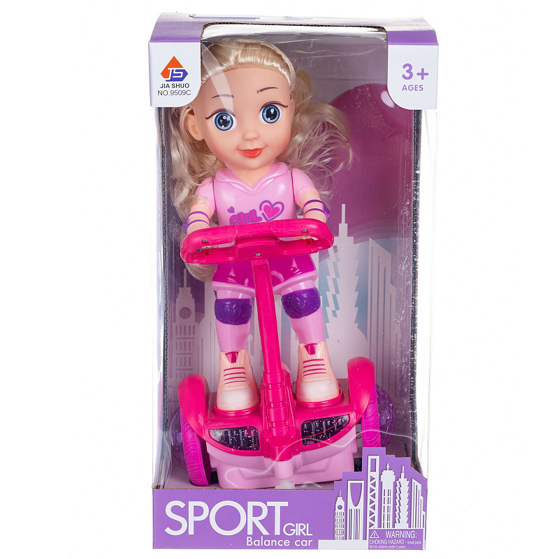 Кукла Маринка на скутере Balance car игрушка на батарейках со световыми и звуковыми эффектами