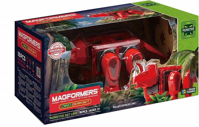 Магнитный конструктор Magformers "Dino Cera set", 18 деталей