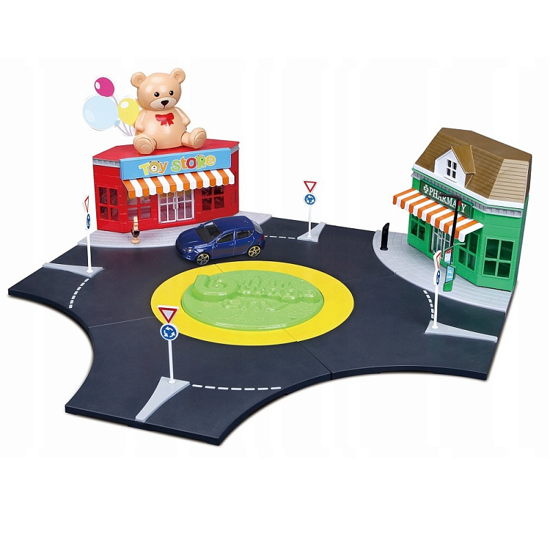 Городской круговой игровой набор с 1-й машинкой Bburago City Roundabout Playset