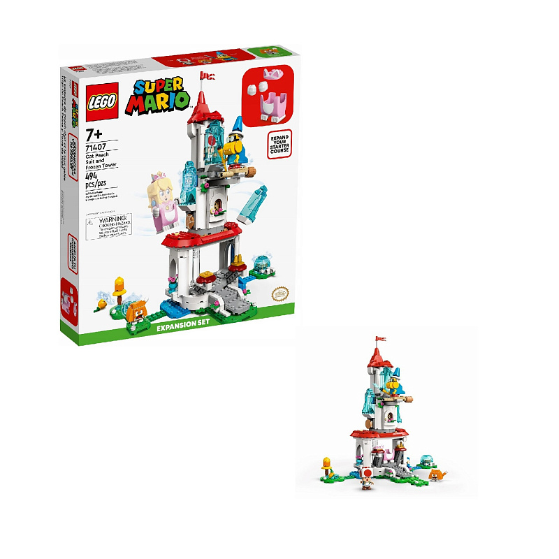 Конструктор LEGO Super Mario Костюм кота Персика и дополнительный набор Ледяная башня Cat Peach Suit and Frozen Tower 494 детали