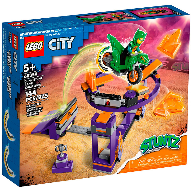 Конструктор LEGO City Stuntz Испытание каскадеров с трамплином и кольцом 144 элемента