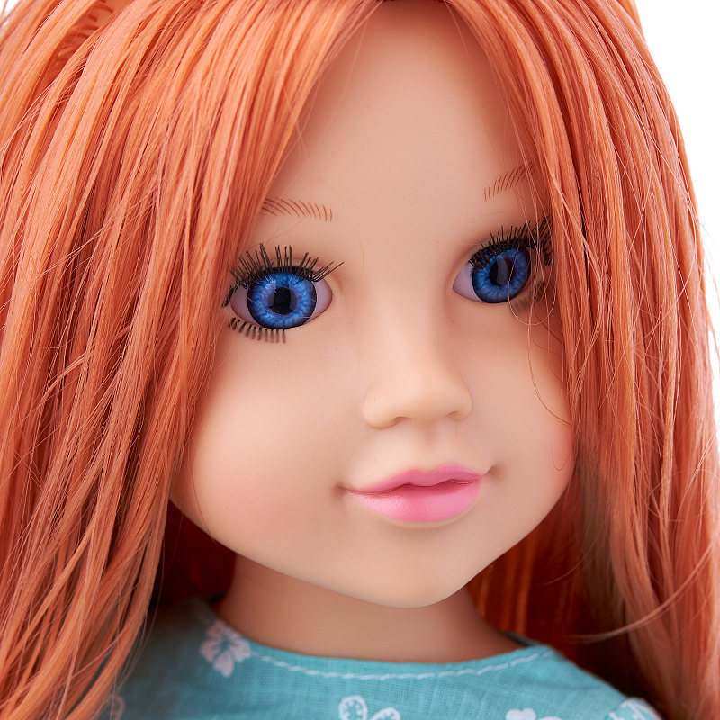 Текстильная кукла с рыжими волосами