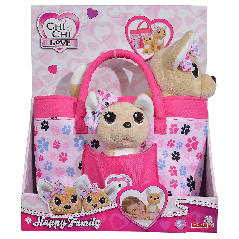 Игрушка мягкая Chi Chi Love Счастливая семья 2 собачки в сумочке