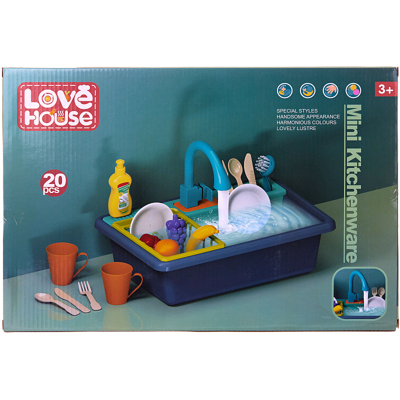 Игровой набор Раковина с водой LOVE HOUSE 20 предметов